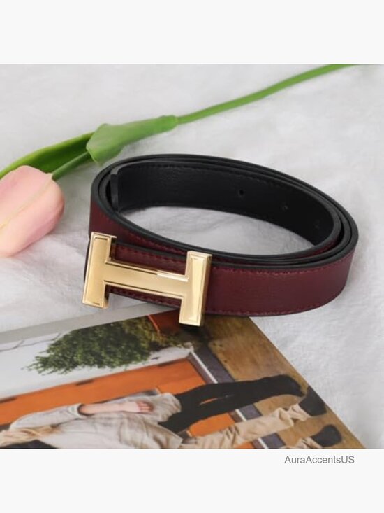 Classic Leather Belt with Gold Buckle - Adjustable One Size for Jeans and main image 5